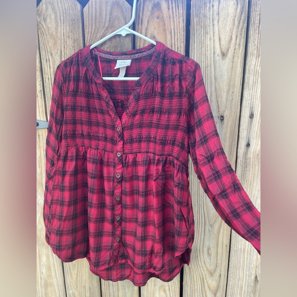 Adorable smocked flannel from Knox Rose. Soft and comfortable for fall!